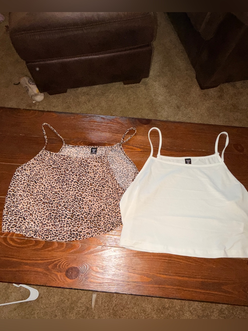 SHEIN Leopard Print & White Spaghetti Strap Camisole Set